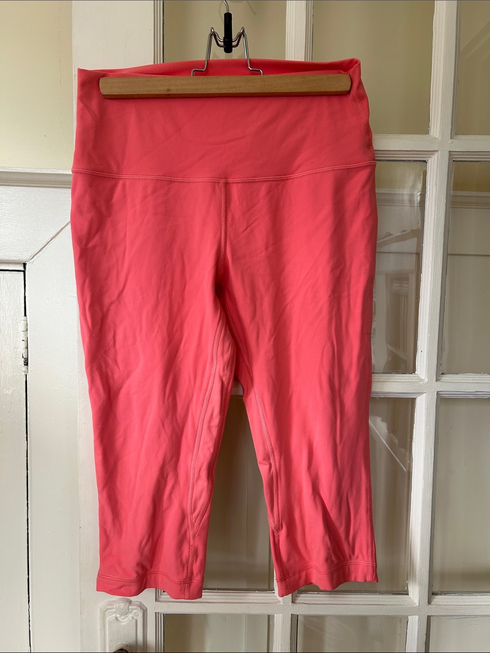 Coral Pink Active Capri Leggings - almost new, pink orange, Nulu soft fabric